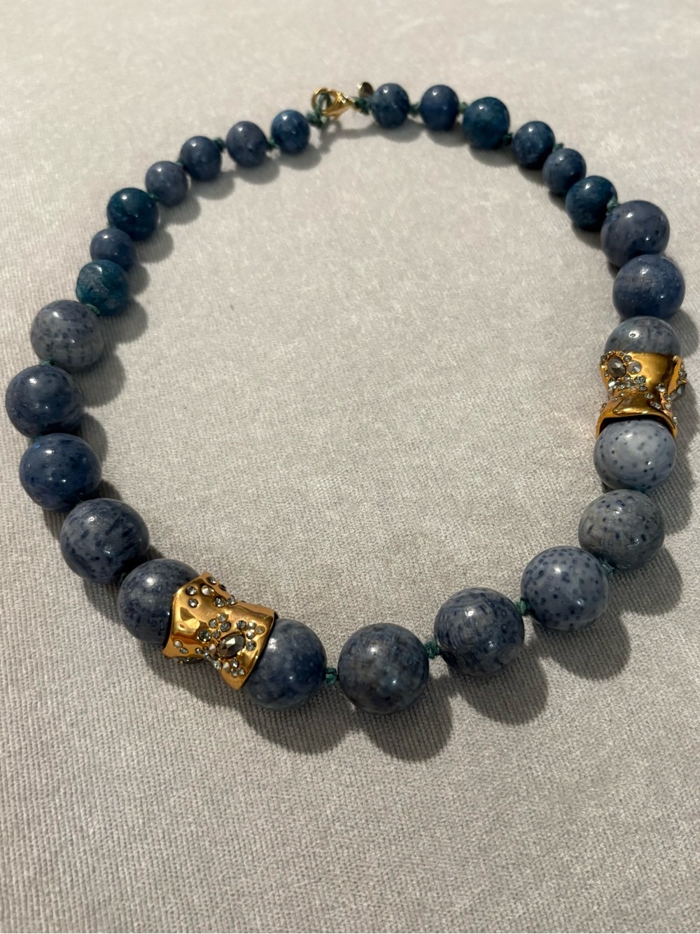 Alexis Bittar Collar Necklace in Blue Bead with Gold-tone Accents